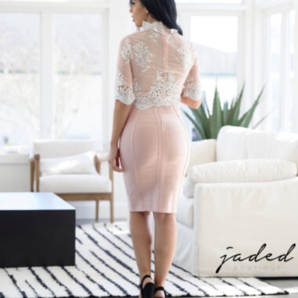 Pink Sequin Two Piece Dress - Picture 3 of 3